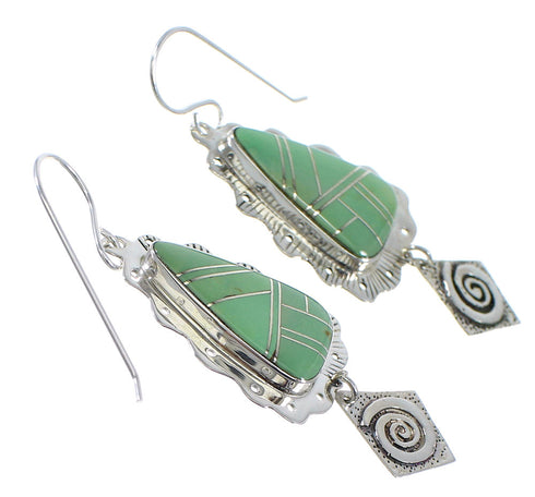 Southwest Turquoise And Sterling Silver Hook Dangle Earrings AX51611